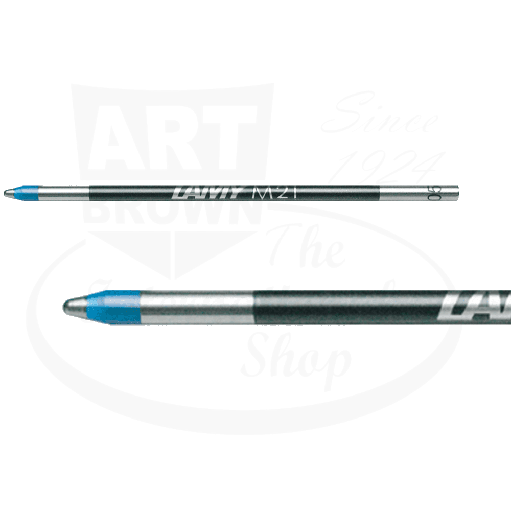 LAMY M21 metal ballpoint pen refill with stainless steel tip, blue ink, sleek silver-black body, 2-pack for multi-system and Spirit pens