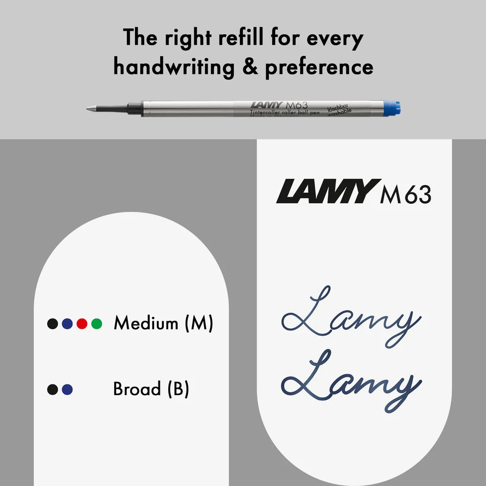 LAMY Studio Imperial Blue Rollerball Pen, L367IB metal refill pen with medium and broad tips in blue and black ink