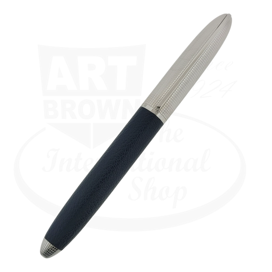 Louis Vuitton DOC blue Leather rollerball pen with silver cap.