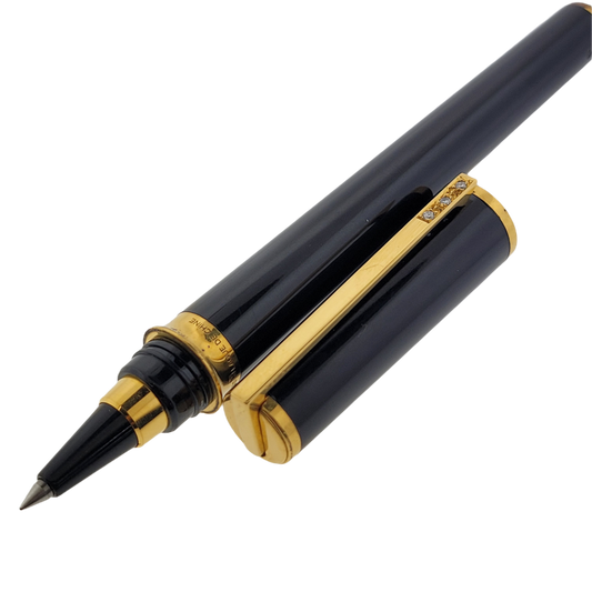 Preowned S.T. Dupont Montparnasse Black Lacquer and Diamond Rollerball Pen