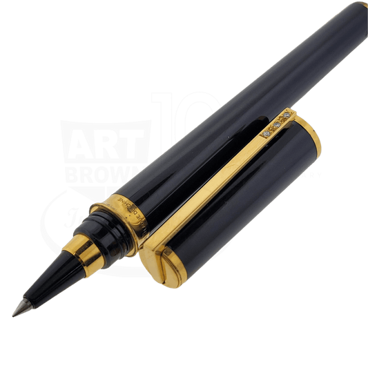 Preowned S.T. Dupont Montparnasse Black Lacquer and Diamond Rollerball Pen