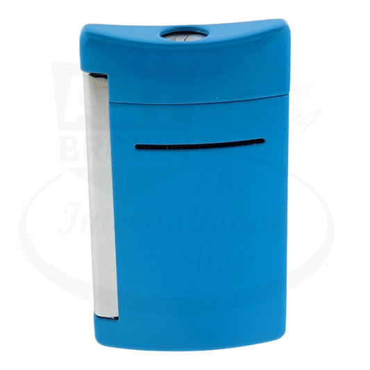 Back of S.T. Dupont MiniJet Torch Lighter in all blue with chrome accents