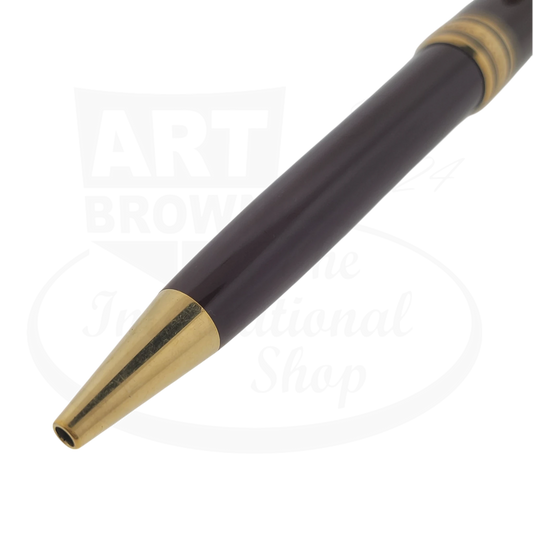 Montblanc Meisterstück 164 burgundy resin ballpoint pen with gold-plated trim and clip, featuring twist-action mechanism