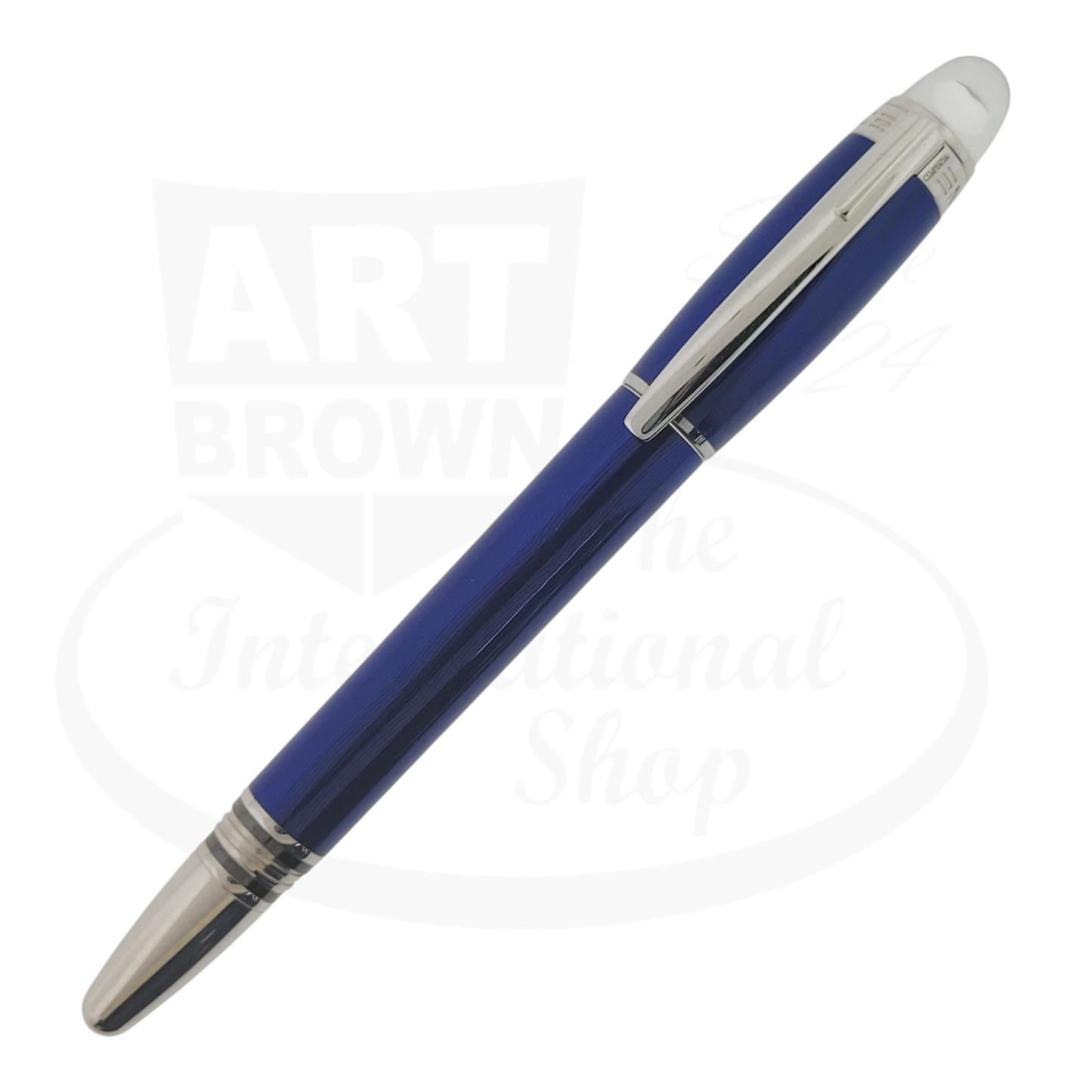 Montblanc Starwalker Blue Lacquer Rollerball Pen Montblanc-32 blue resin with platinum trim capped with transparent dome