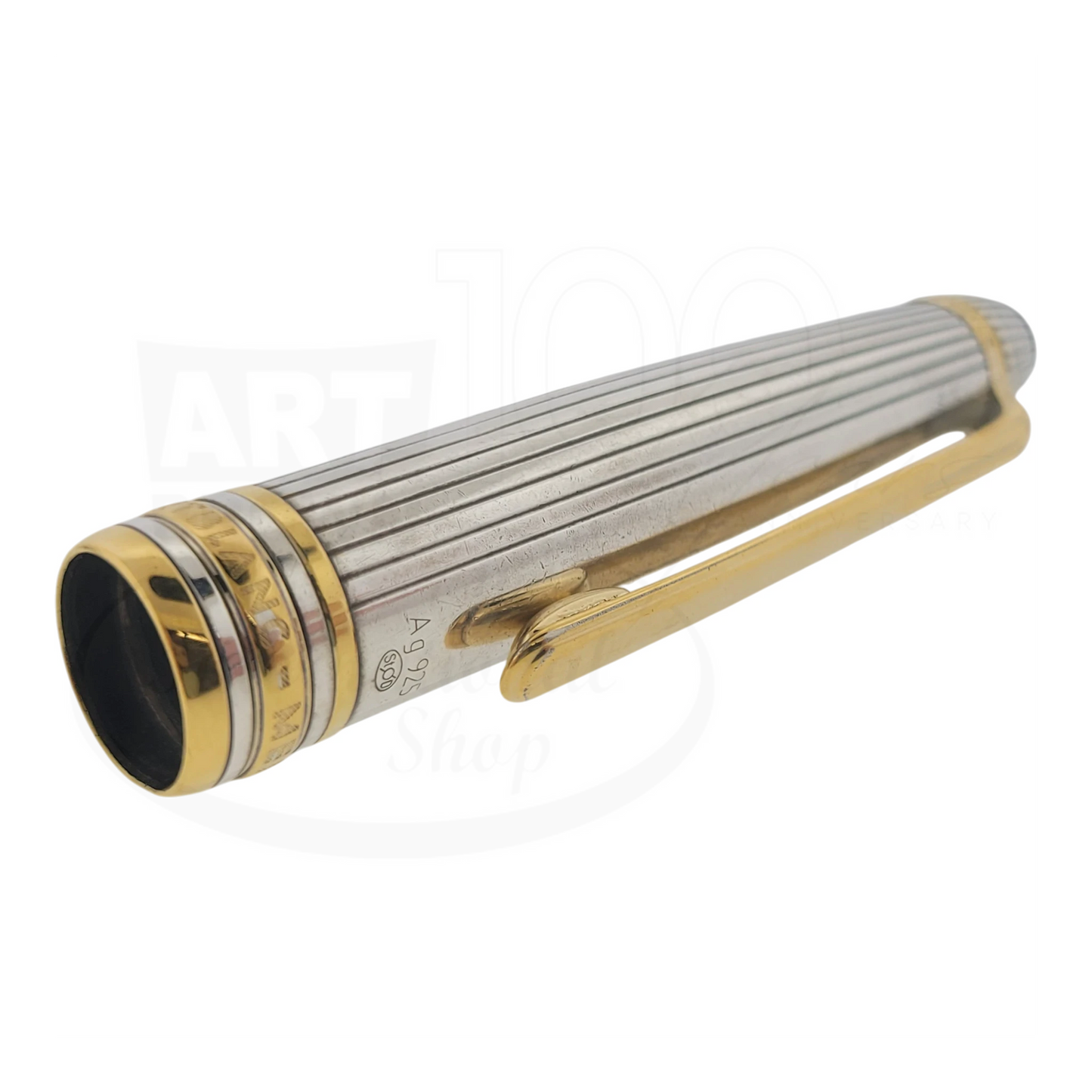 Preowned Montblanc Classic 163 925 Sterling Silver Pinstripe Rollerball Pen