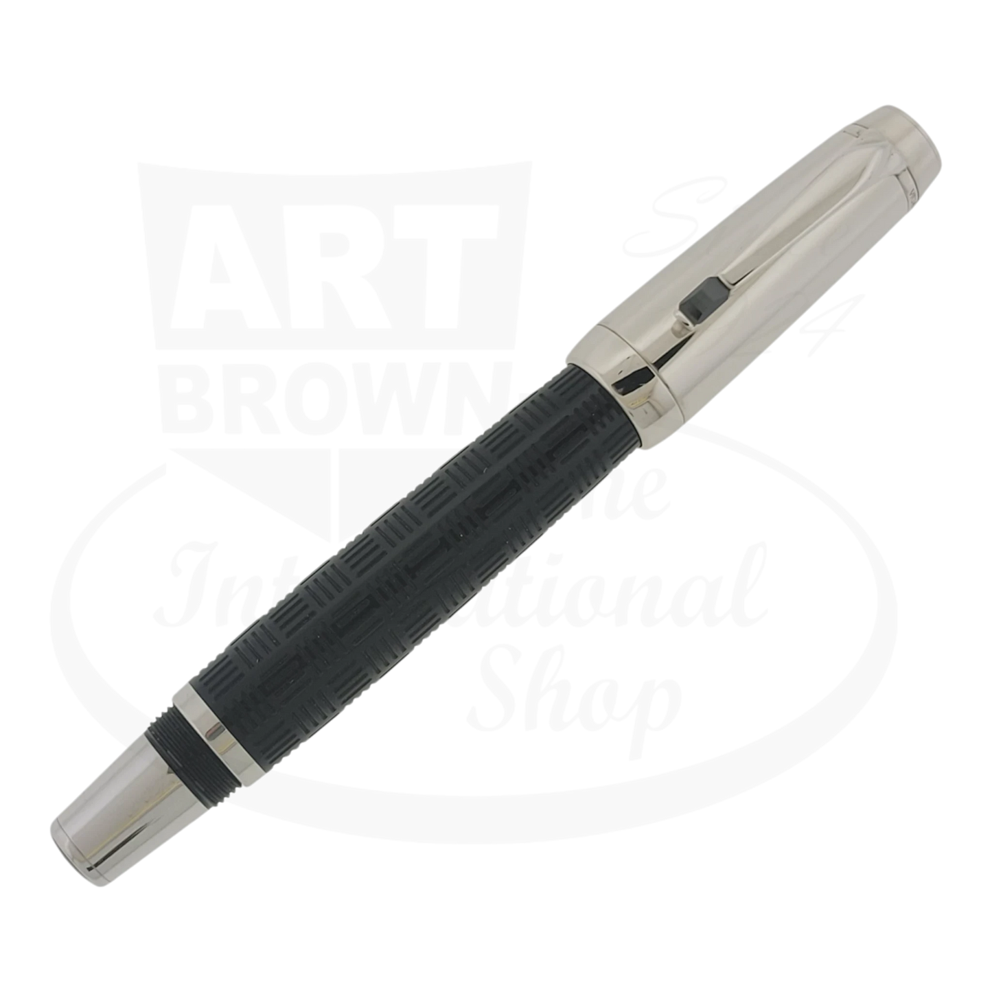 Montblanc Bohème Doué rollerball pen black resin barrel platinum-plated cap clip with onyx gemstone
