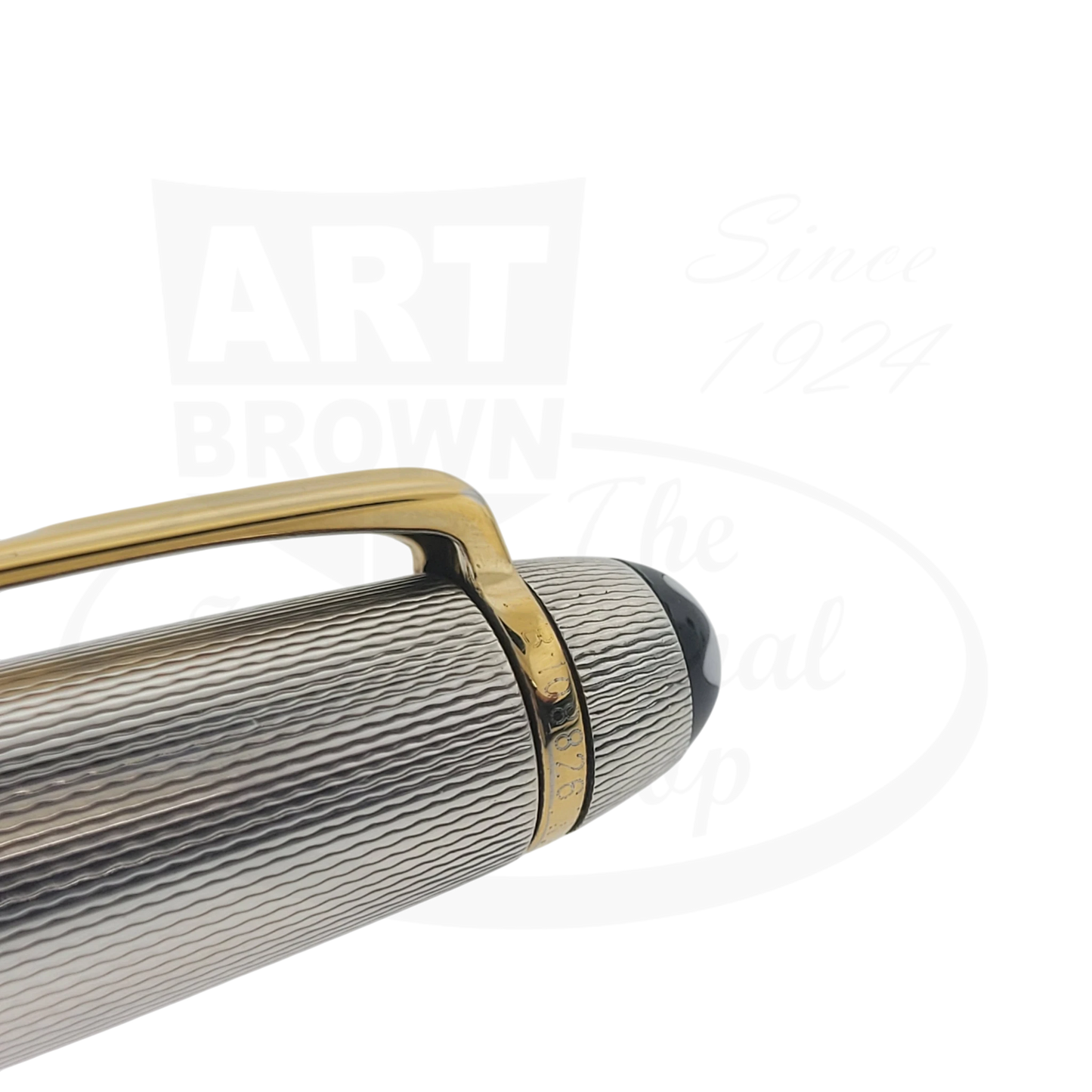 Montblanc Meisterstuck 164 Sterling Silver Barley Grain ballpoint pen with gold clip and black cap top