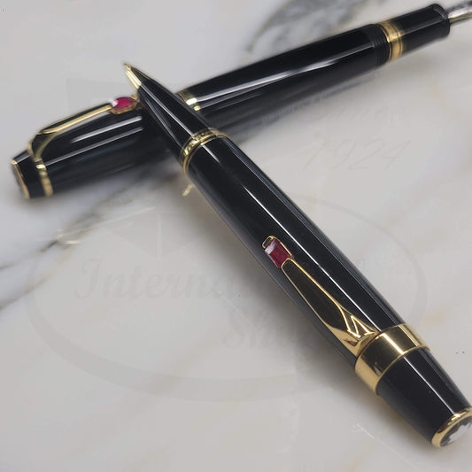 Montblanc Boheme set black resin with gold accents fountain pen and mechanical pencil elegant design