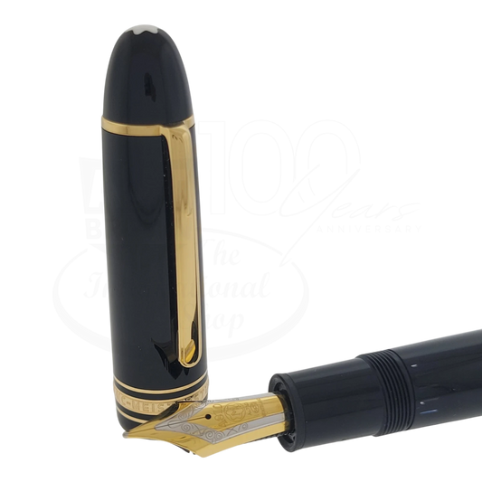 Montblanc Meisterstück 149 Pix fountain pen with 18K gold nib, black resin body, and gold-plated clip luxury pen set