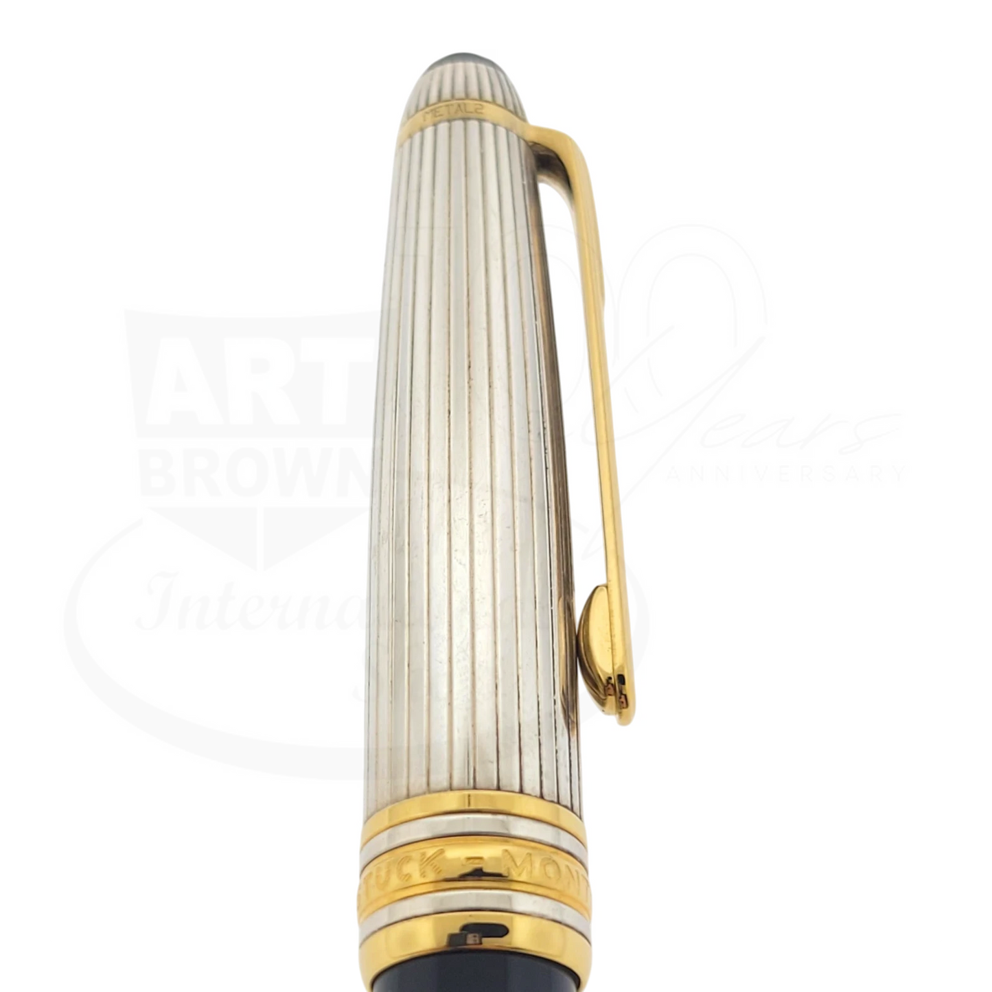Montblanc Meisterstück Solitaire Doué rollerball pen with sterling silver cap, gold-plated clip, and black resin barrel