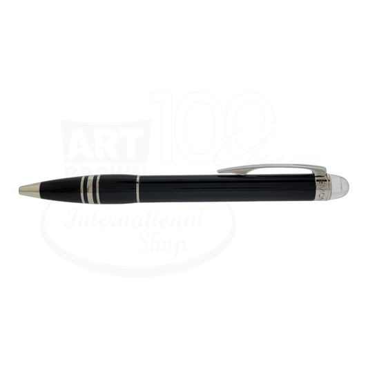 Montblanc StarWalker ballpoint pen black resin with platinum trim and silver toned clip side view