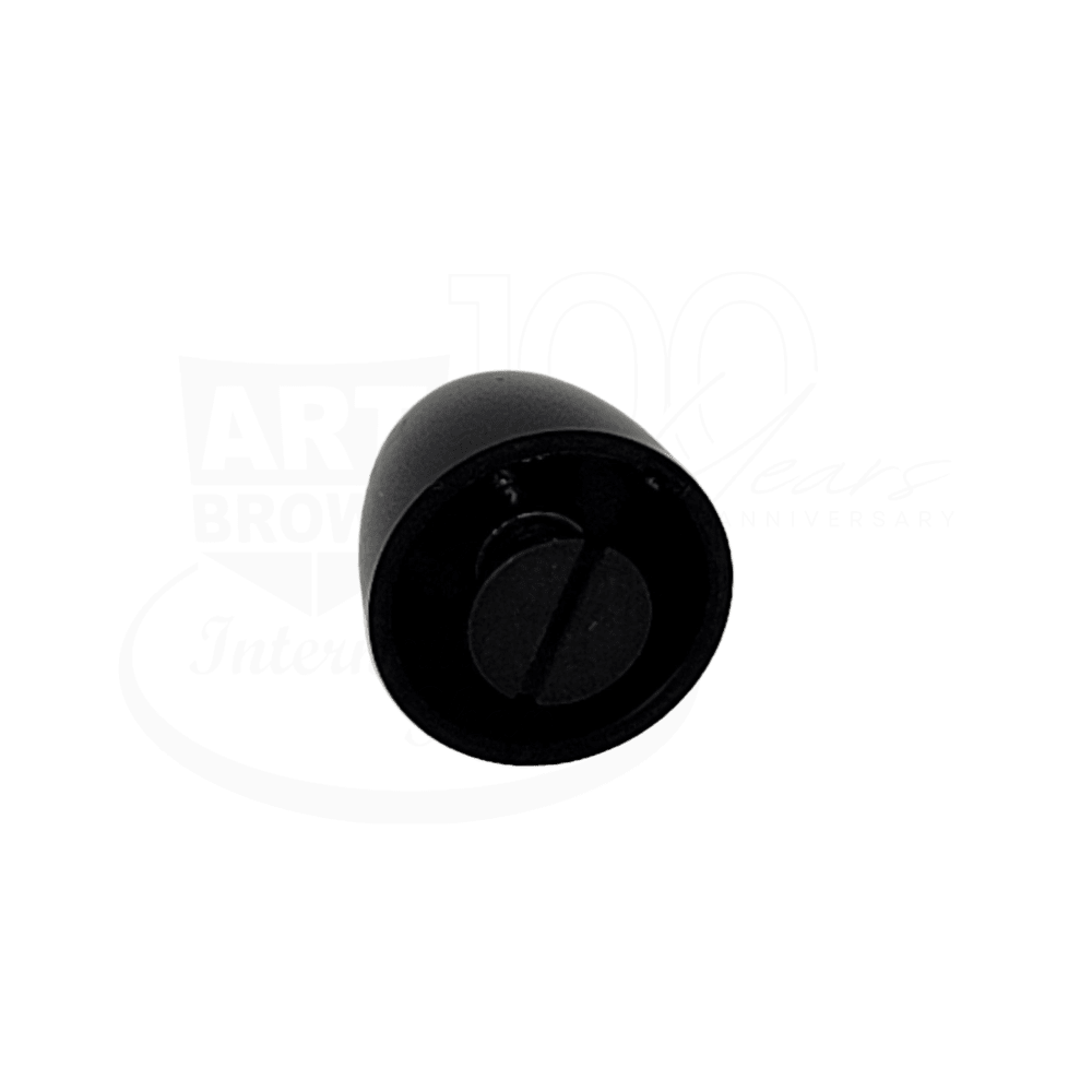 Black fountain pen cap top with smooth glossy finish and subtle design details visible on the surface