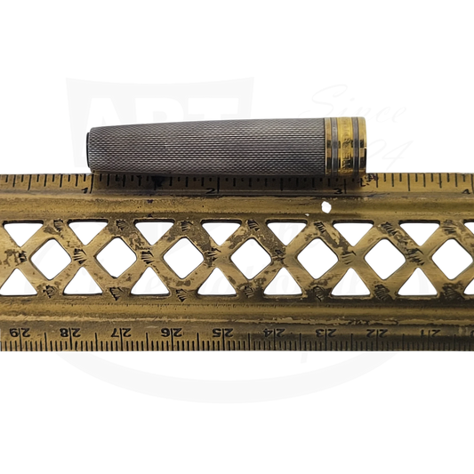 Montblanc Classique silver barley grain fountain pen with ruler for scale.