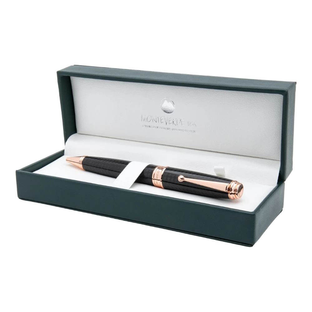 Monteverde Invincia Deluxe Carbon Fiber & Rose Gold Ballpoint Pen, MV41292