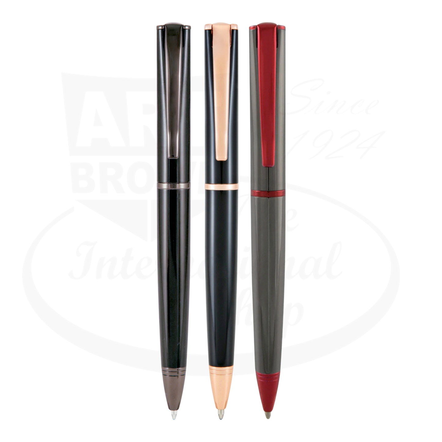 Monteverde Impressa Black with Rose Gold Finish Ballpoint Pen MV29865 sleek black body with rose gold trim and twist-action mechanism