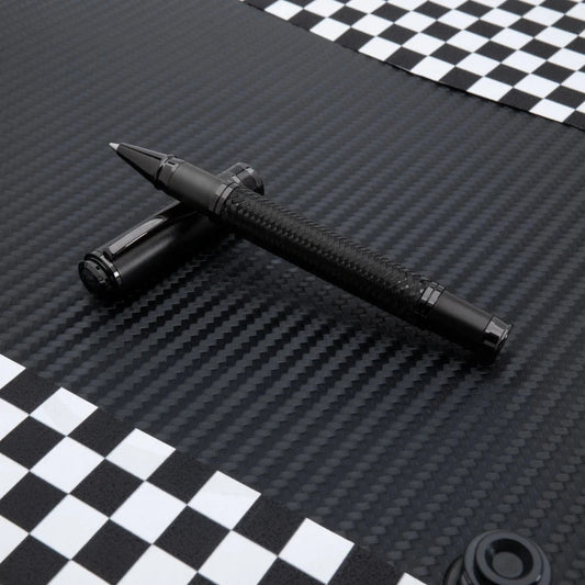 Monteverde Innova Formula M Black Rollerball Pen MV45358 black PVD stainless steel barrel with carbon fiber ring and gunmetal accents