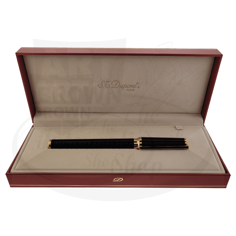S.T. Dupont Montparnasse Large Black Lacquer and Gold Fountain Pen, 411274