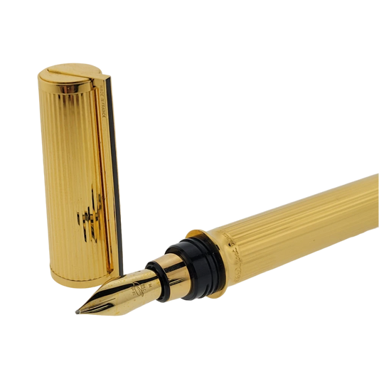 S.T. Dupont Vintage Montparnasse Gold Vertical Lines Grand Fountain Pen