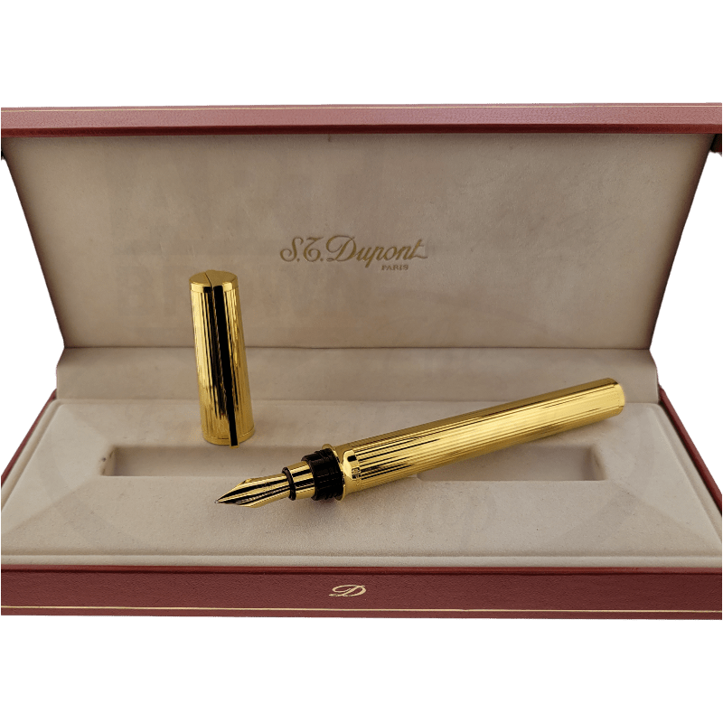 S.T. Dupont Vintage Montparnasse Gold Vertical Lines Grand Fountain Pen