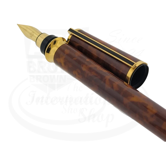 Refurbished S.T. Dupont Montparnasse XL Tortoiseshell Lacquer Fine Fountain Pen