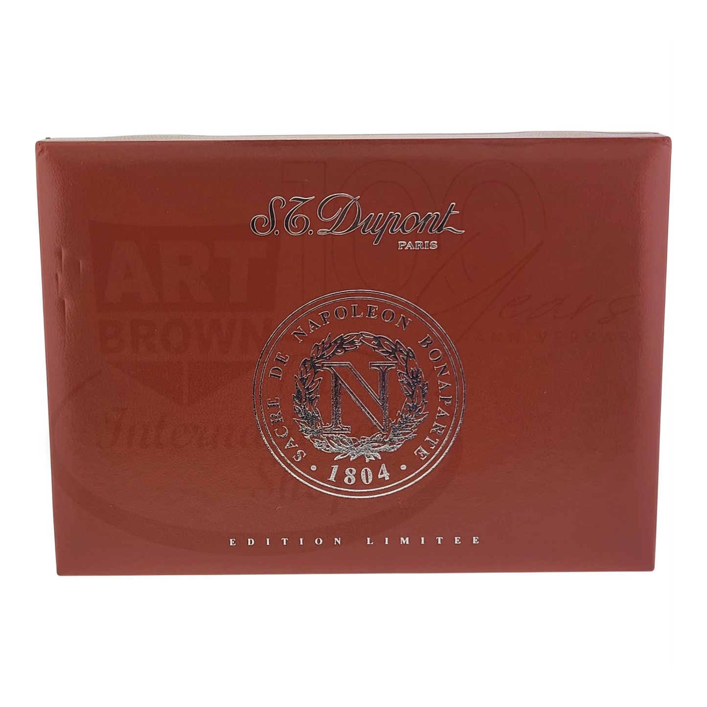 S.T. Dupont collectors set box in brown leather with silver Napoleon Bonaparte emblem and limited edition text