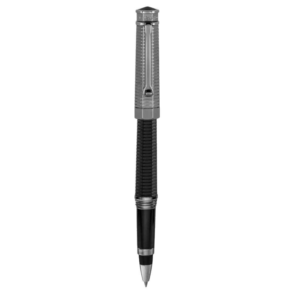 Montegrappa NeroUno Duetto Black Resin with Palladium Finish Rollerball Pen, ISNLDRAC
