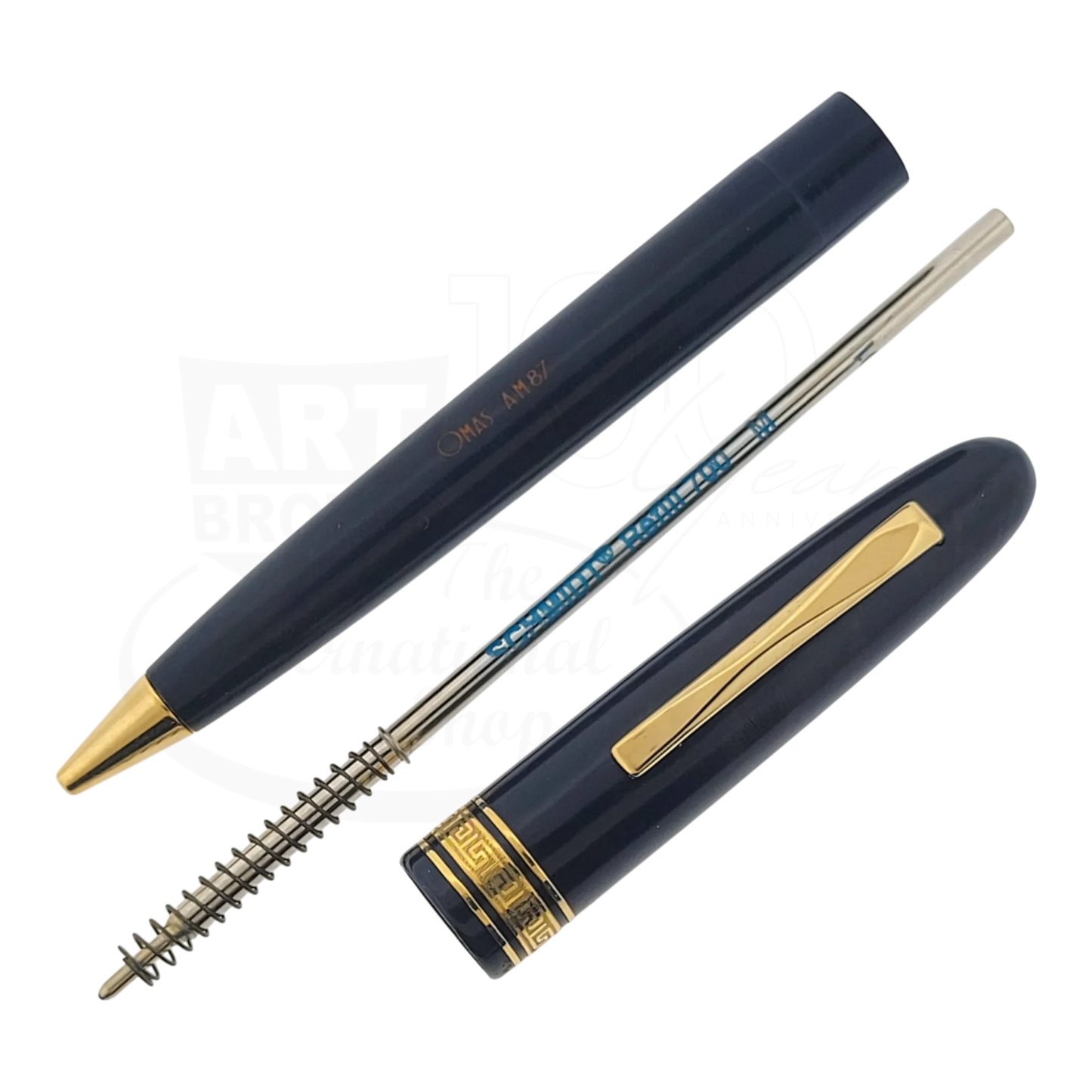 Preowned OMAS Blue Briarwood Ballpoint Pen with Gold Accents