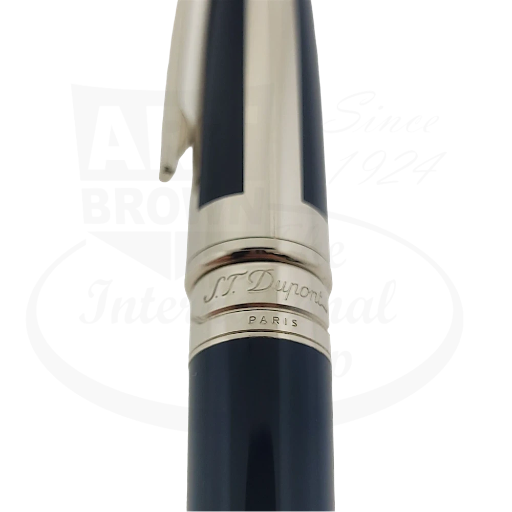 S.T. Dupont Olympio Blue Lacquer and Palladium Placed Stripes Ballpoint Pen