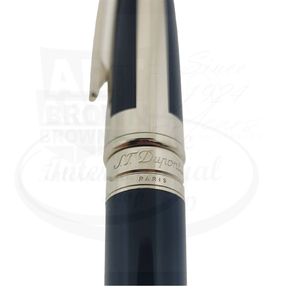 S.T. Dupont Olympio Blue Lacquer and Palladium Placed Stripes Ballpoint Pen