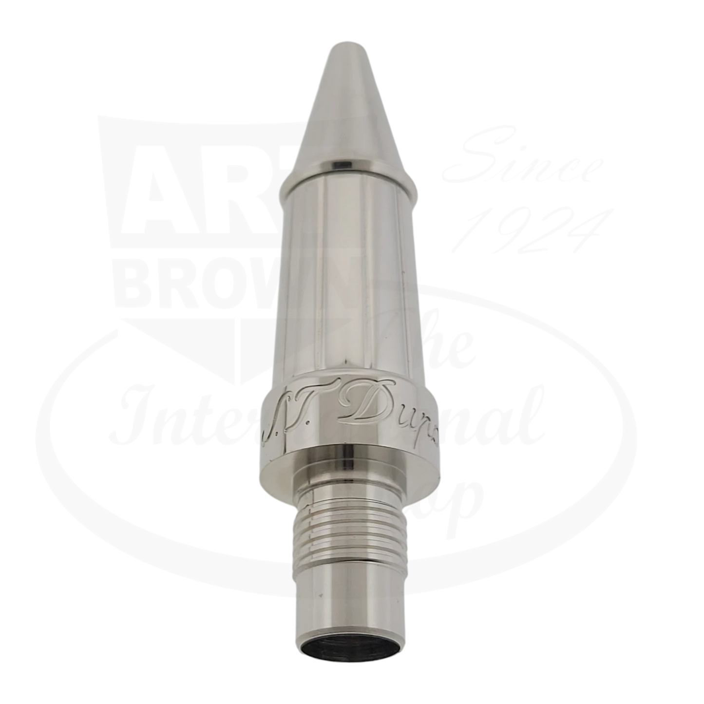 S.T. Dupont Olympio palladium-plated brass ribbed rollerball grip section with engraved branding and tapered tip design