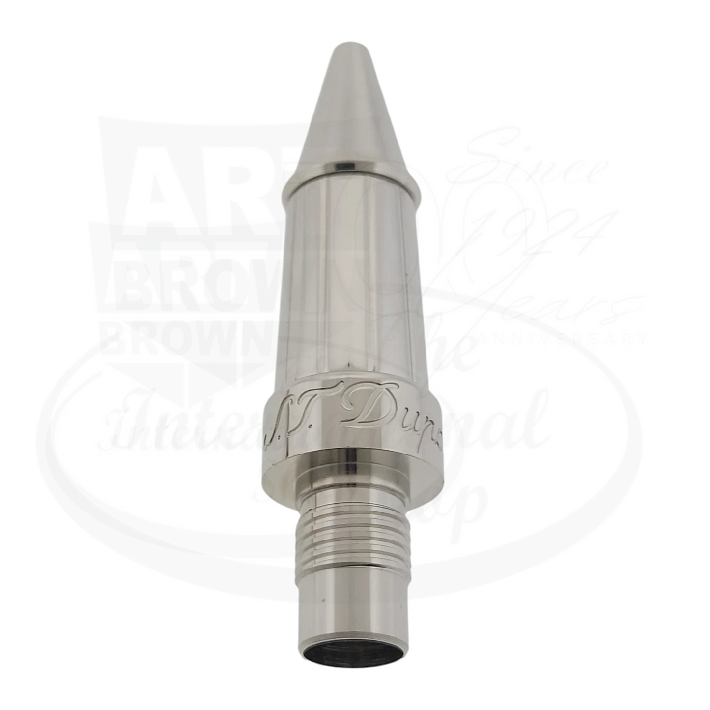 S.T. Dupont Olympio palladium-plated brass ribbed rollerball grip section with engraved branding and tapered tip design