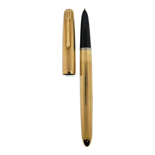 Vintage Parker 51 Presidential 9K Solid Gold Wavy Line Fountain Pen
