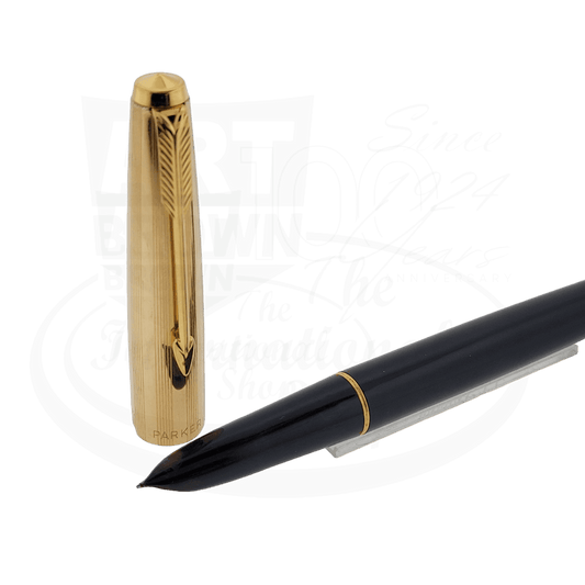 Preowned Parker 51 Black With Gold Trim Fountain Pen