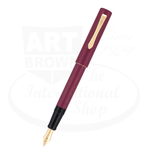 Pilot Ishime Medium Tip Fountain Pen Burgundy with 14kt gold nib and hand-lacquered burgundy resin body.