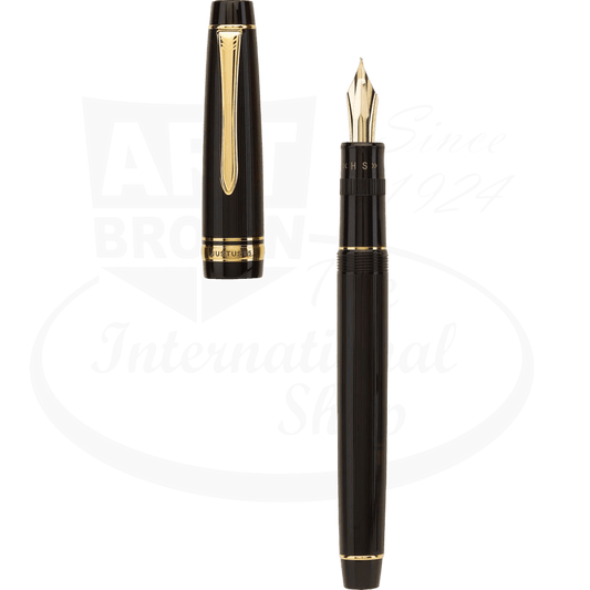 Pilot Justus 95 Medium Tip Fountain Pen Black with Gold Accents