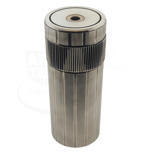 Preowned Vintage S.T. Dupont Cylindrique Silver Plated Horizontal Lines Table Lighter