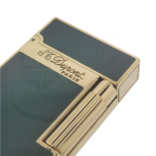 Preowned S.T. Dupont Ligne 2 Atelier Lighter Sunburst Green, 016303-D1