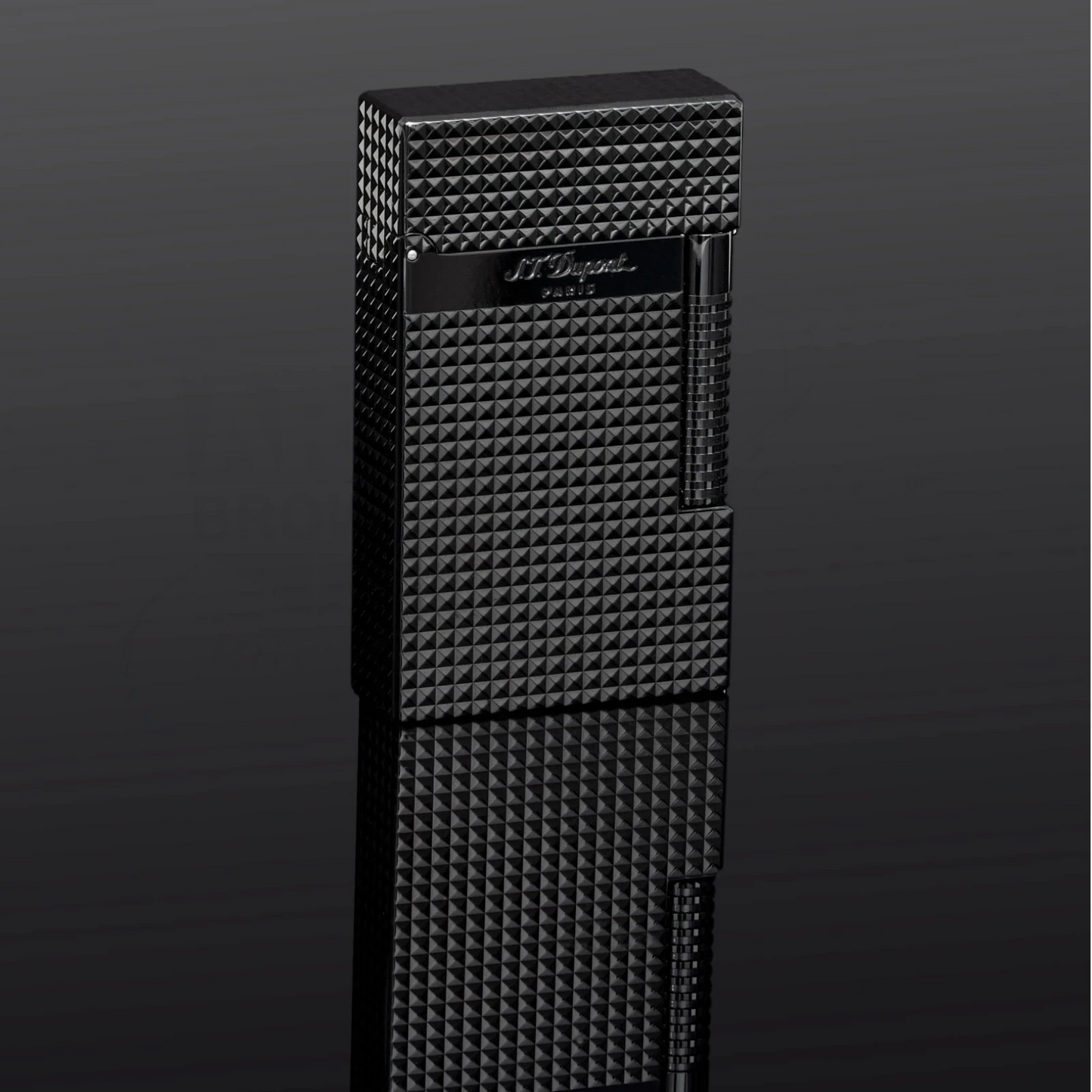 S.T. Dupont New Le Grand Perfect Cling Shiny Black lighter C23110BL with textured pattern and glossy finish