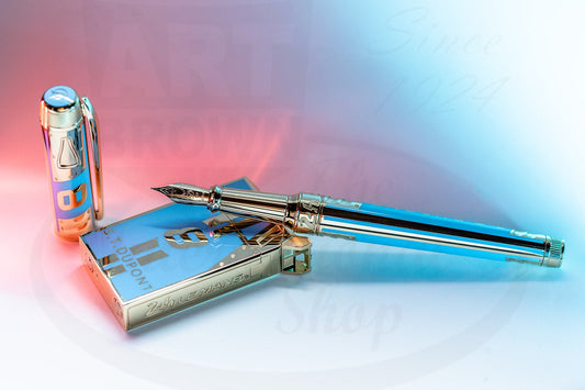 S.T. Dupont Le Mans C2LEMANS luxury collector set in blue lacquer and gold-plated metal featuring pen, lighter, and presentation box