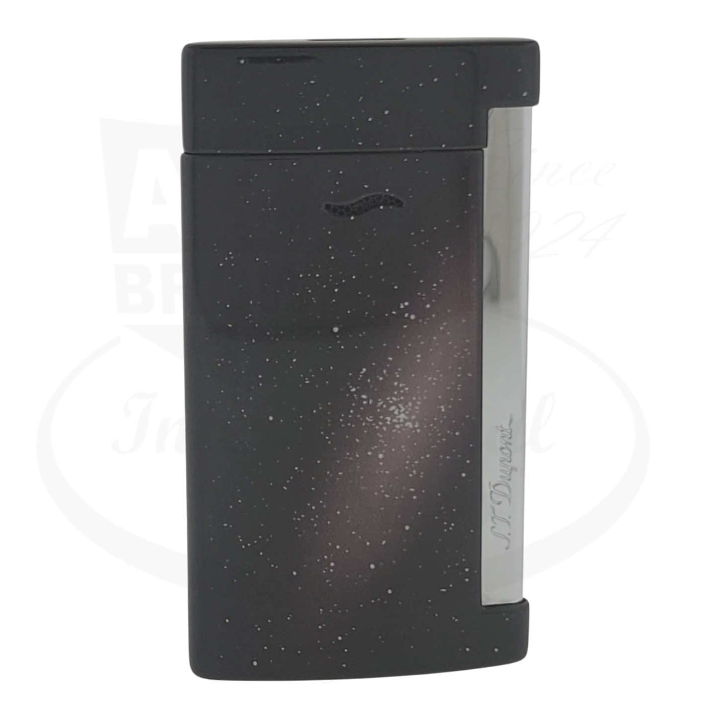 S.T. Dupont Slim 7 Galaxy Torch Lighter SKU 027219 black metal with silver side panel, sleek rectangular design