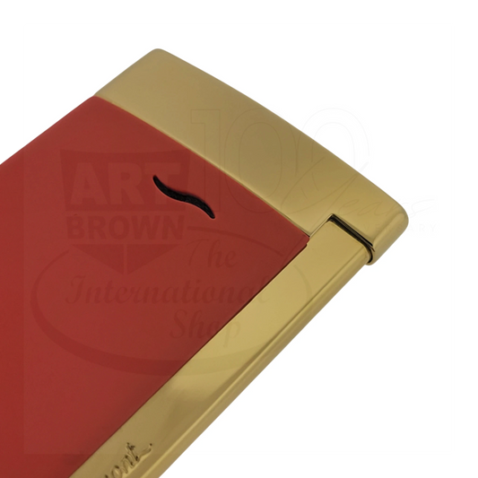 S.T. Dupont Slim 7 Matte Red & Gold Lighter, 027749-G