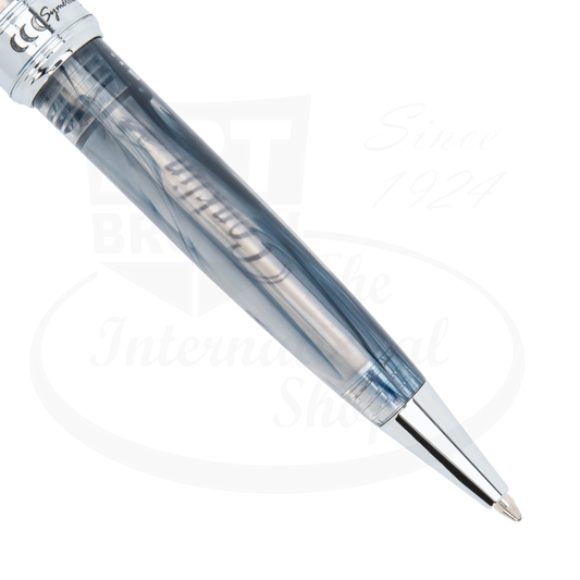 Conklin Symetrik Blue Supernova Medium Ballpoint Pen CK70207 transparent blue resin body with chrome twist-action tip