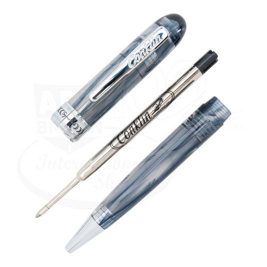 Conklin Symetrik ballpoint refill CK70207 with metal body and smoky blue transparent plastic casing accents