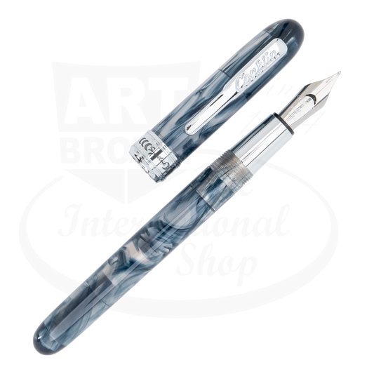 Conklin Symetrik Blue Supernova Medium Fountain Pen CK70203 resin body blue swirl chrome accents with stainless steel nib