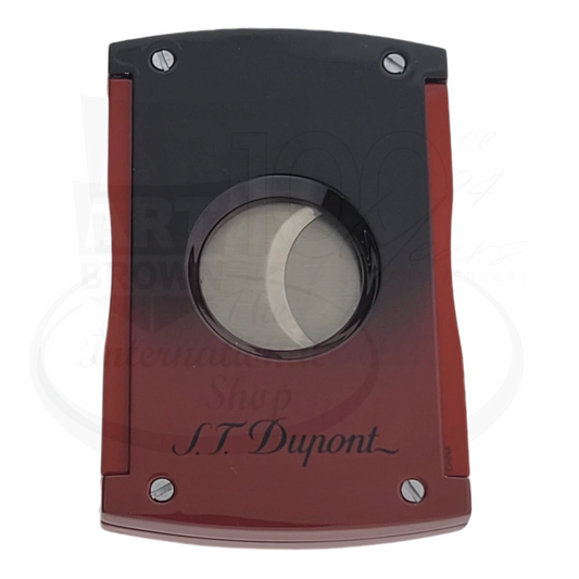 S.T. Dupont Limited Edition Tatuaje Red Cigar Cutter metal frame with red and black gradient finish and circular blade window