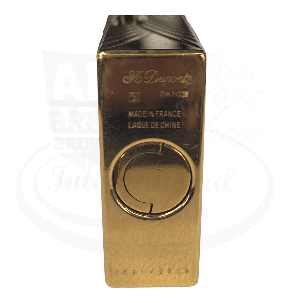 S.T. Dupont Limited Edition Teatro Hammer Lighter Red Lacquer and Gold with gold metal base and engraved markings