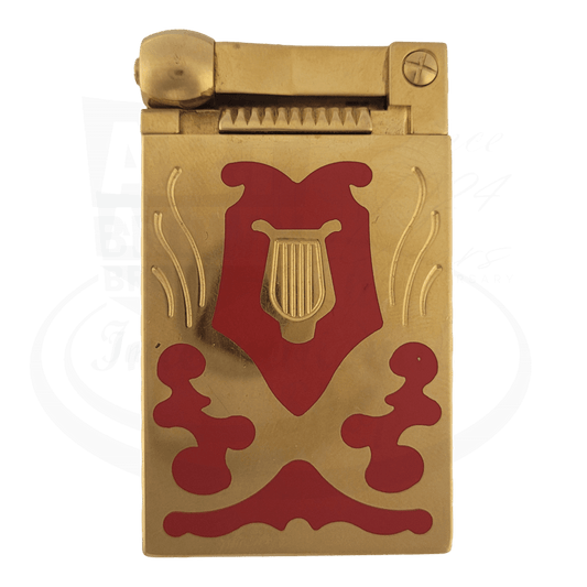 S.T. Dupont Limited Edition Teatro Hammer Lighter Red Lacquer and Gold with engraved theatrical red and gold design