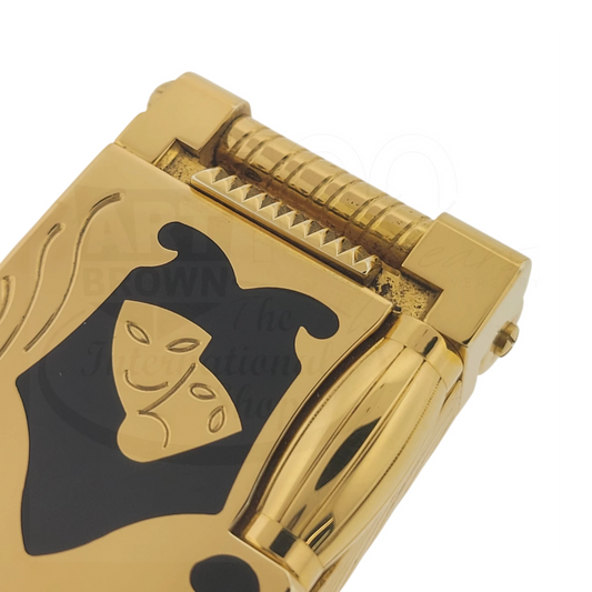Vintage S.T. Dupont Limited Edition Teatro Black Lacquer & Gold Pocket Lighter, 0011580