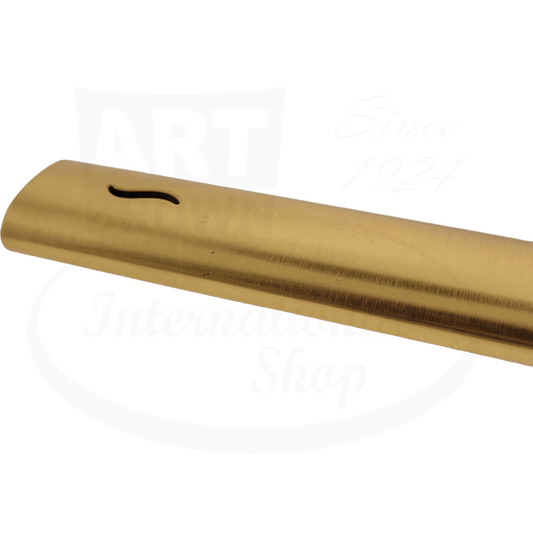 S.T. Dupont The Wand 024008 brass candle lighter in brushed gold finish with curved ignition slit, sleek elongated design