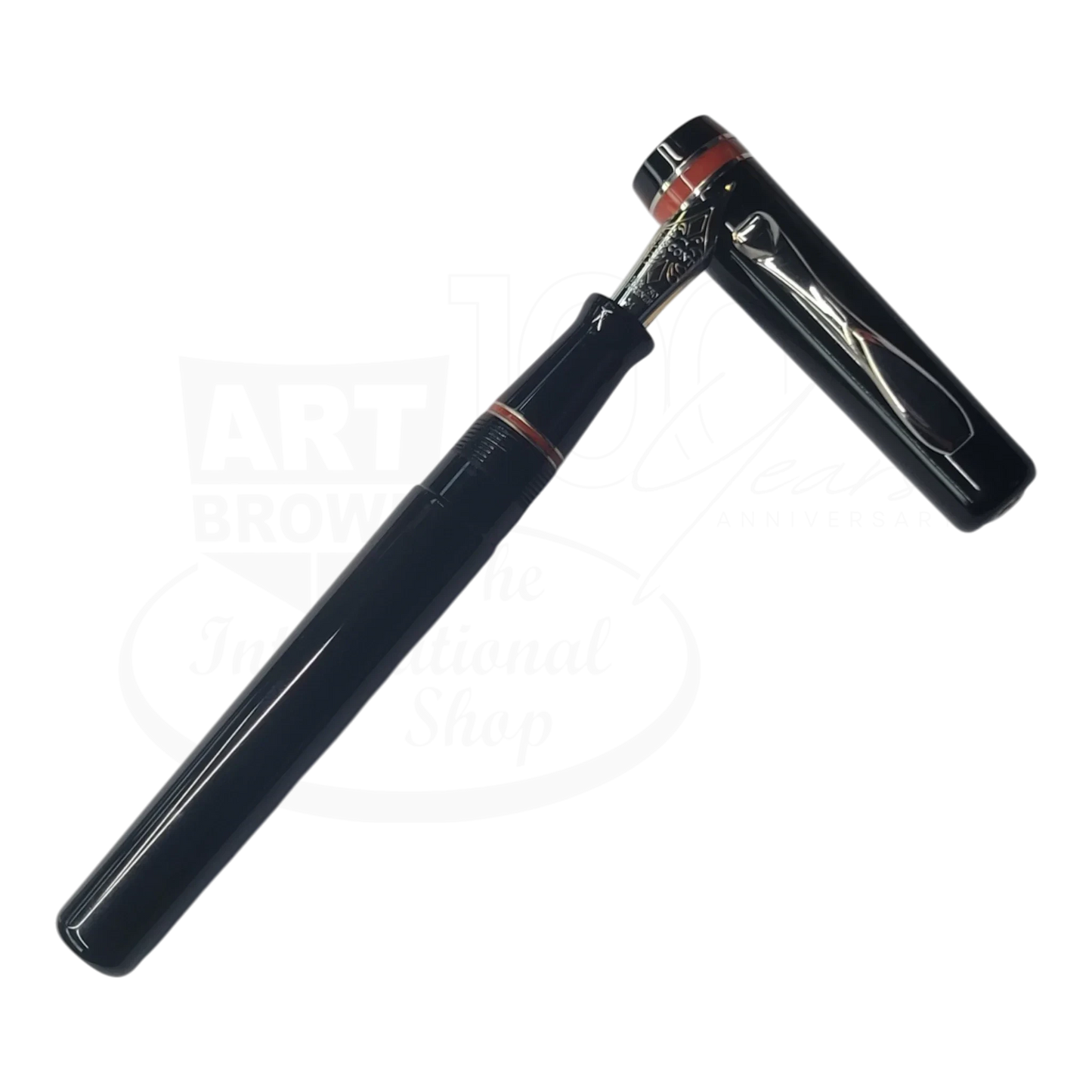 Preowned Visconti Voyager Midnight Coral Fountain Pen shown uncapped, gallery position 4, square format, 2048x2048 pixels